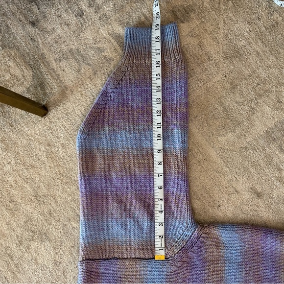NEW COS Striped Wool Knit Purple Ombré Chunky Mock neck Oversized Sweater Medium - Picture 12 of 12